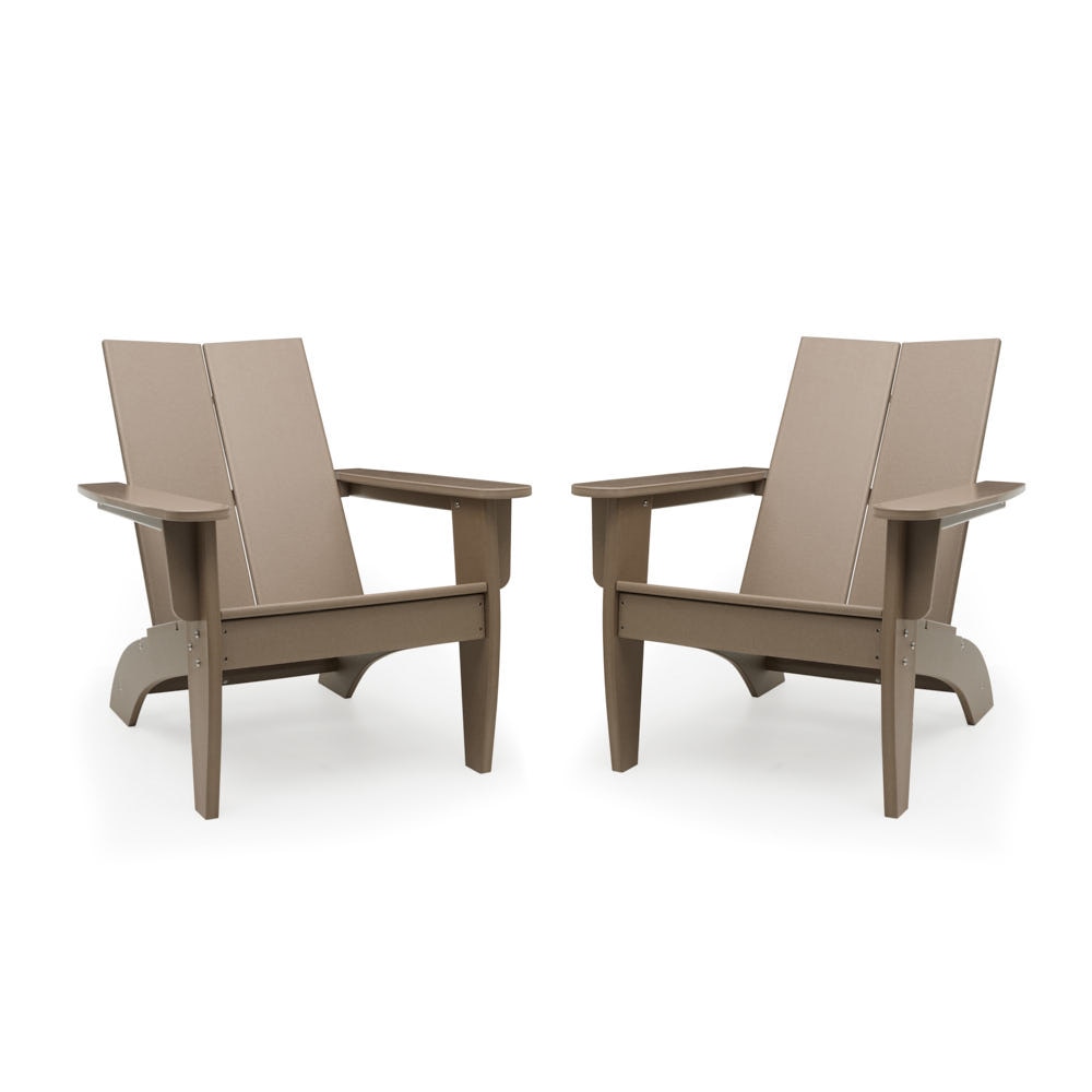 Kamas Set of 2 Outdoor Modern Adirondack Chairs - Tan