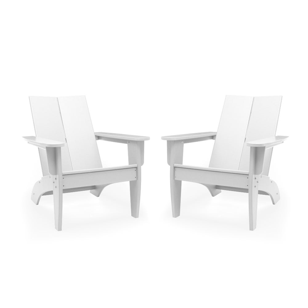 Kamas Set of 2 Outdoor Modern Adirondack Chairs - White