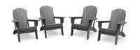Kamas Set of 4 Outdoor Traditional Adirondack Chairs - Charcoal