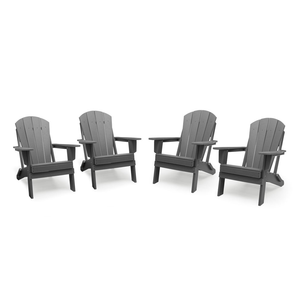 Kamas Set of 4 Outdoor Traditional Adirondack Chairs - Charcoal