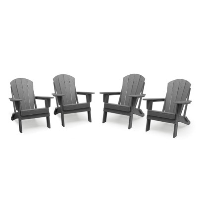Kamas Set of 4 Outdoor Traditional Adirondack Chairs - Charcoal