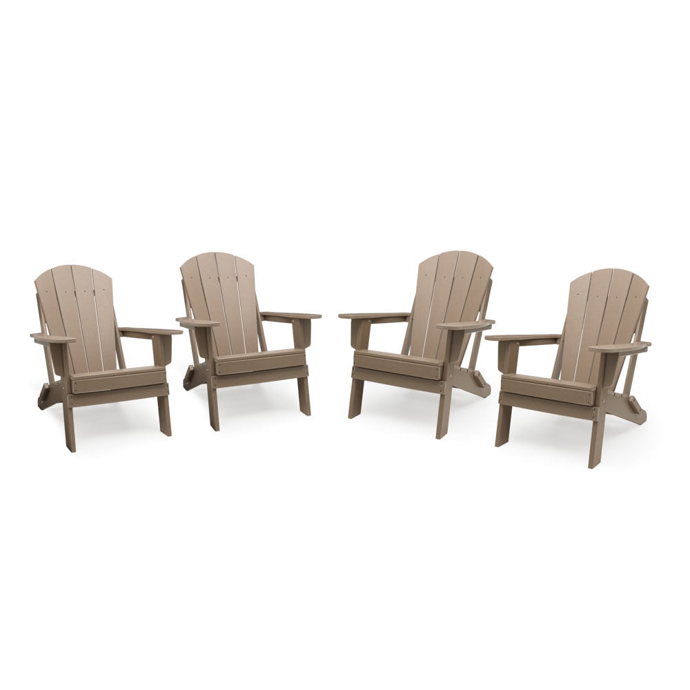 Kamas Set of 4 Outdoor Traditional Adirondack Chairs - Tan