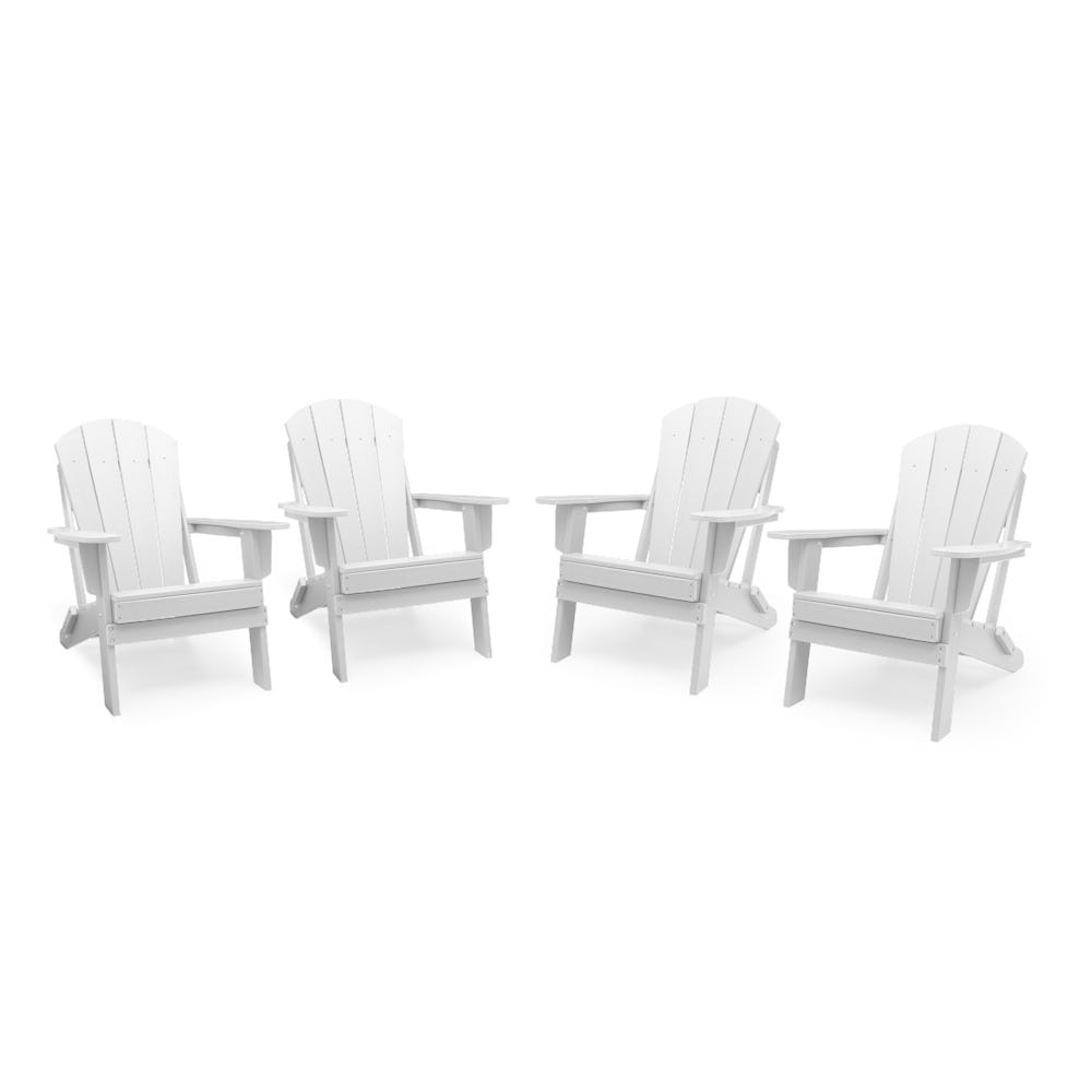 Kamas Set of 4 Outdoor Traditional Adirondack Chairs - White