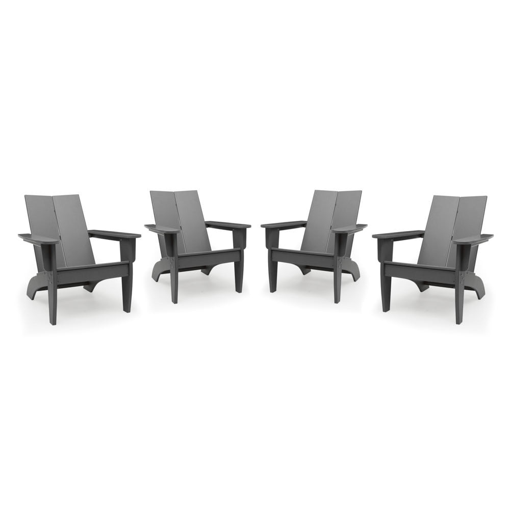 Kamas Set of 4 Outdoor Modern Adirondack Chairs - Charcoal