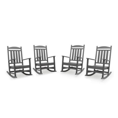 Kamas Set of 4 Outdoor Patio Rocking Chairs - Charcoal