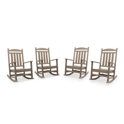 Kamas Set of 4 Outdoor Patio Rocking Chairs - Tan