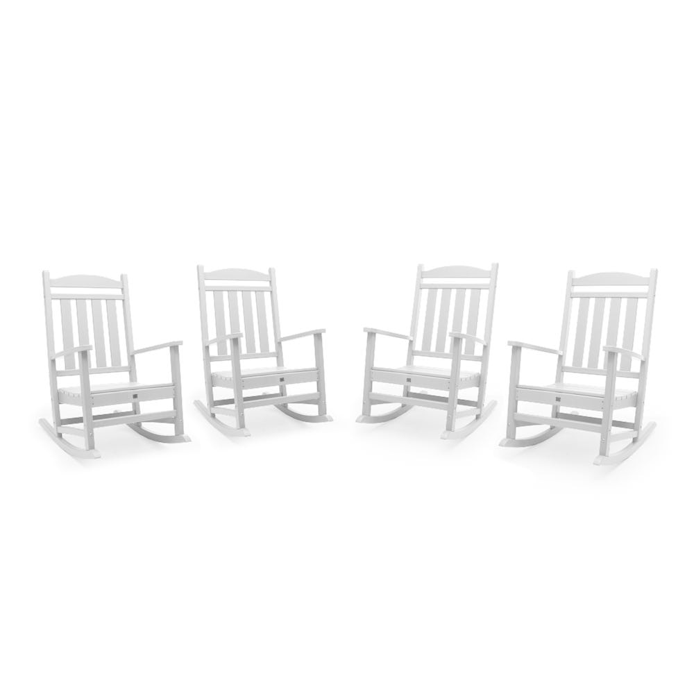 Kamas Set of 4 Outdoor Patio Rocking Chairs - White