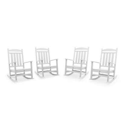 Kamas Set of 4 Outdoor Patio Rocking Chairs - White
