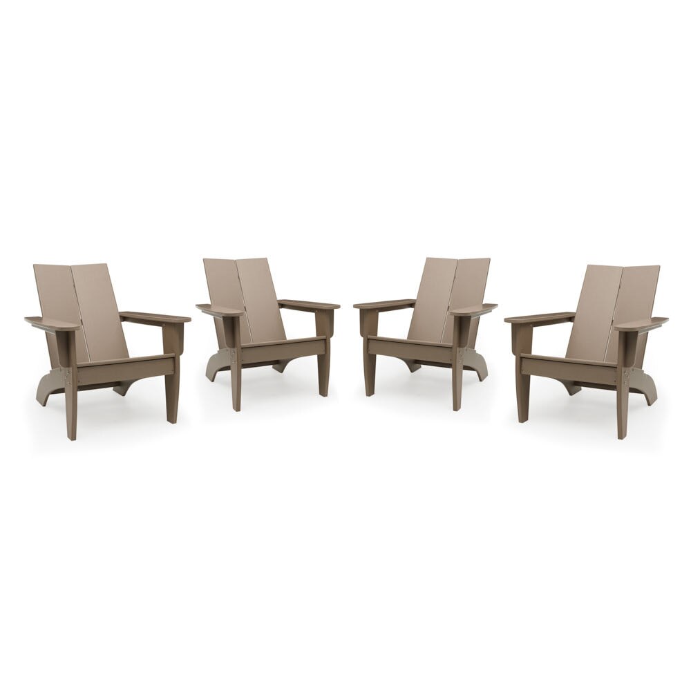 Kamas Set of 4 Outdoor Modern Adirondack Chairs - Tan