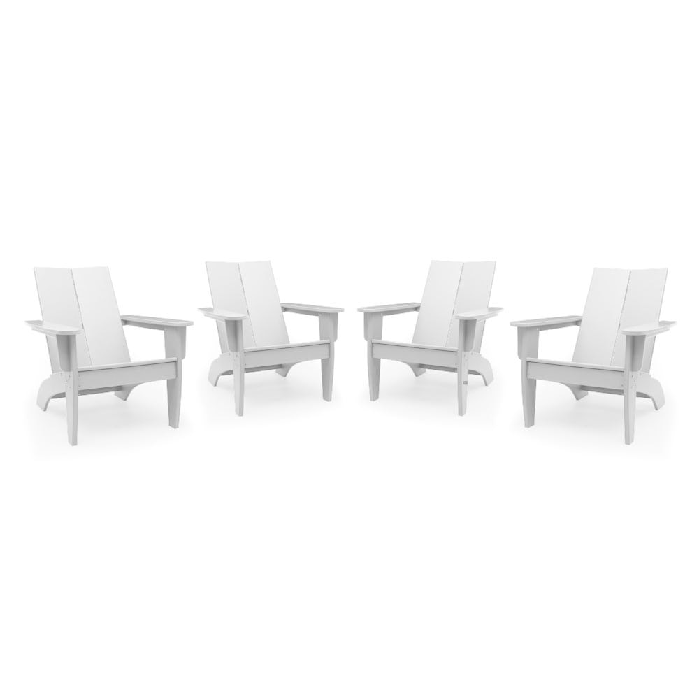 Kamas Set of 4 Outdoor Modern Adirondack Chairs - White