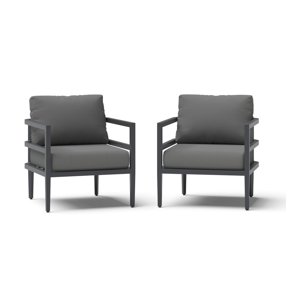 Morelia 2 Piece Sunbrella® Outdoor Patio Club Chairs - Canvas Charcoal