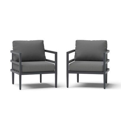 Morelia 2 Piece Sunbrella® Outdoor Patio Club Chairs - Canvas Charcoal
