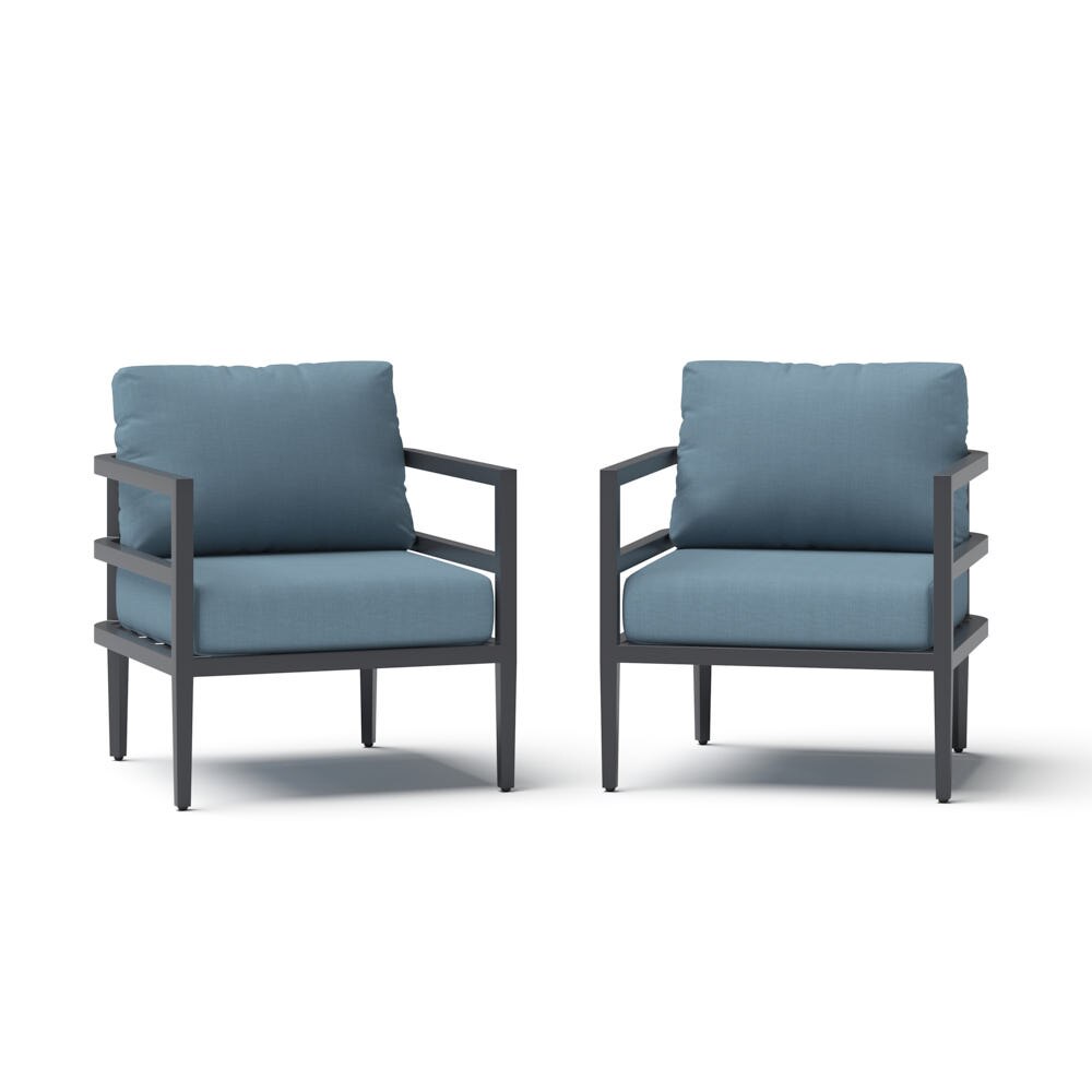 Morelia 2 Piece Sunbrella® Outdoor Patio Club Chairs - Canvas Denim