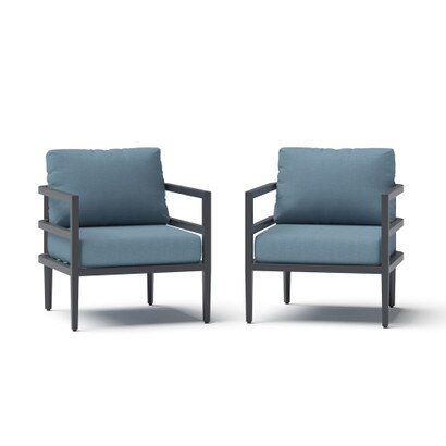 Morelia 2 Piece Sunbrella® Outdoor Patio Club Chairs - Canvas Denim