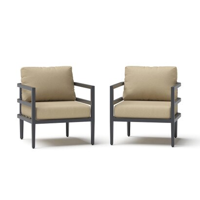Morelia 2 Piece Sunbrella® Outdoor Patio Club Chairs - Canvas Beige