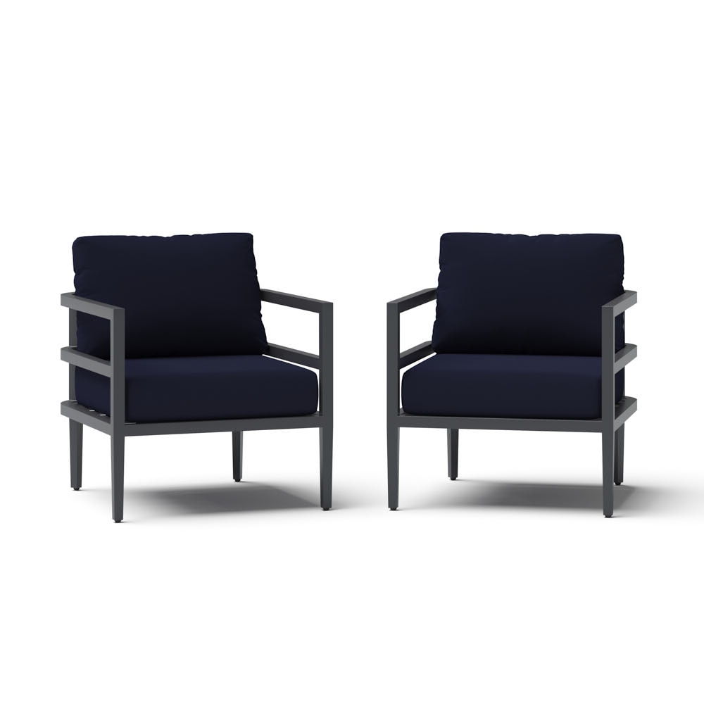 Morelia 2 Piece Sunbrella® Outdoor Patio Club Chairs - Canvas Navy
