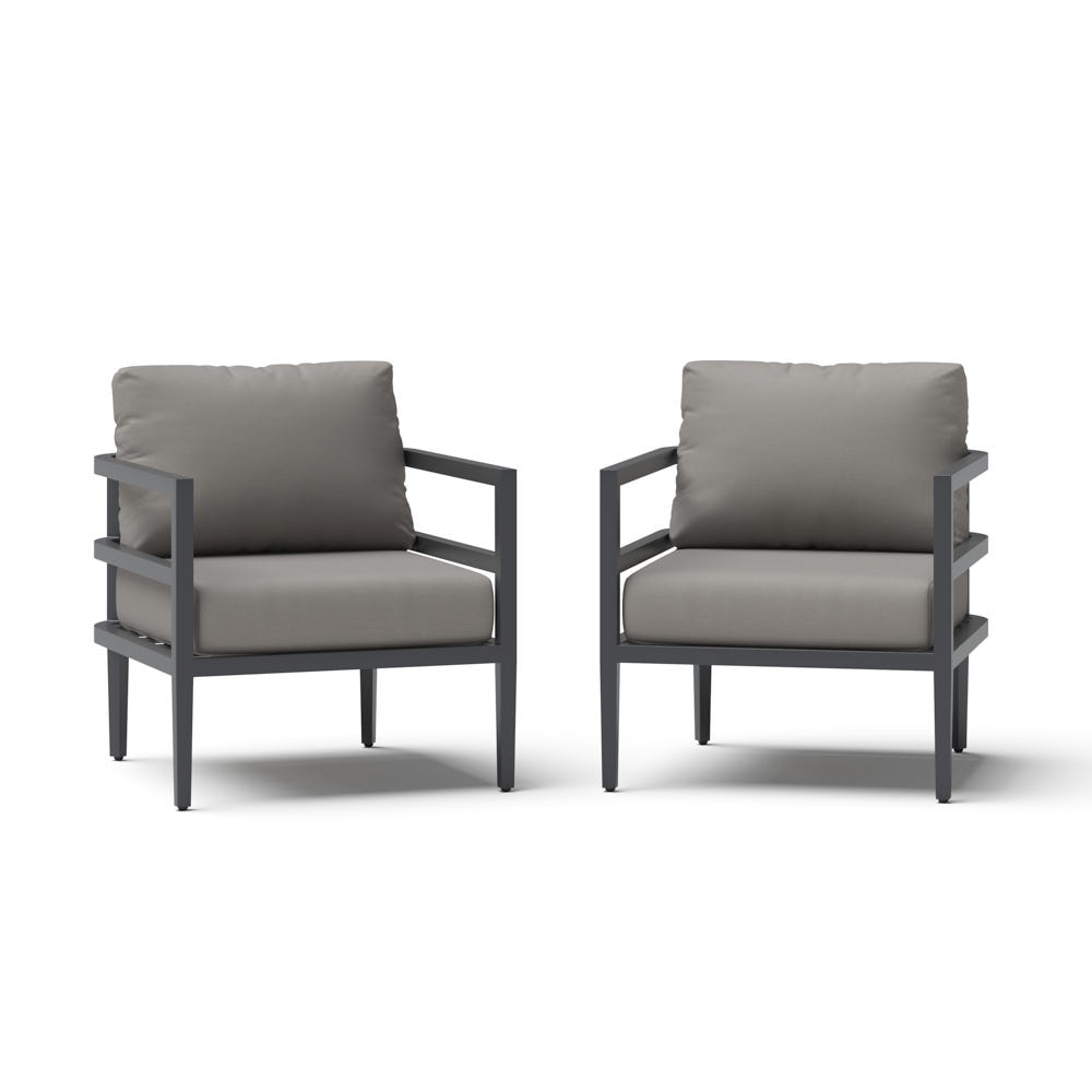 Morelia 2 Piece Outdoor Patio Club Chairs - Olefin Charcoal