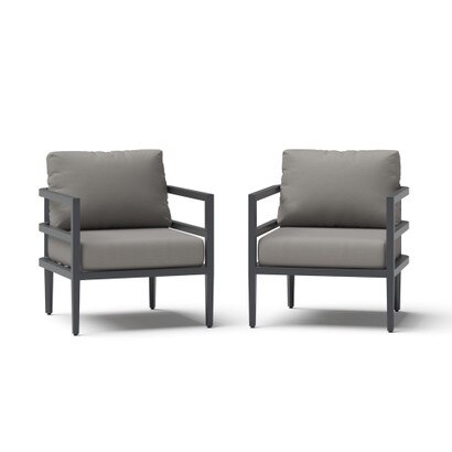 Morelia 2 Piece Outdoor Patio Club Chairs - Olefin Charcoal