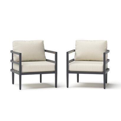 Morelia 2 Piece Outdoor Patio Club Chairs - Olefin Linen
