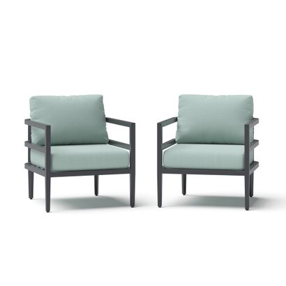 Morelia 2 Piece Sunbrella® Outdoor Patio Club Chairs - Canvas Spa