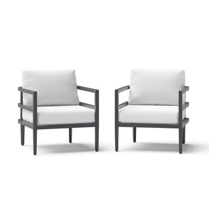 Morelia 2 Piece Sunbrella® Outdoor Patio Club Chairs - Canvas White