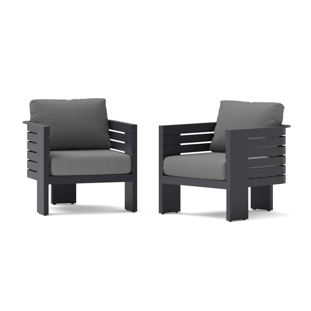 Pluma 2 Piece Sunbrella® Outdoor Patio Club Chairs - Canvas Charcoal