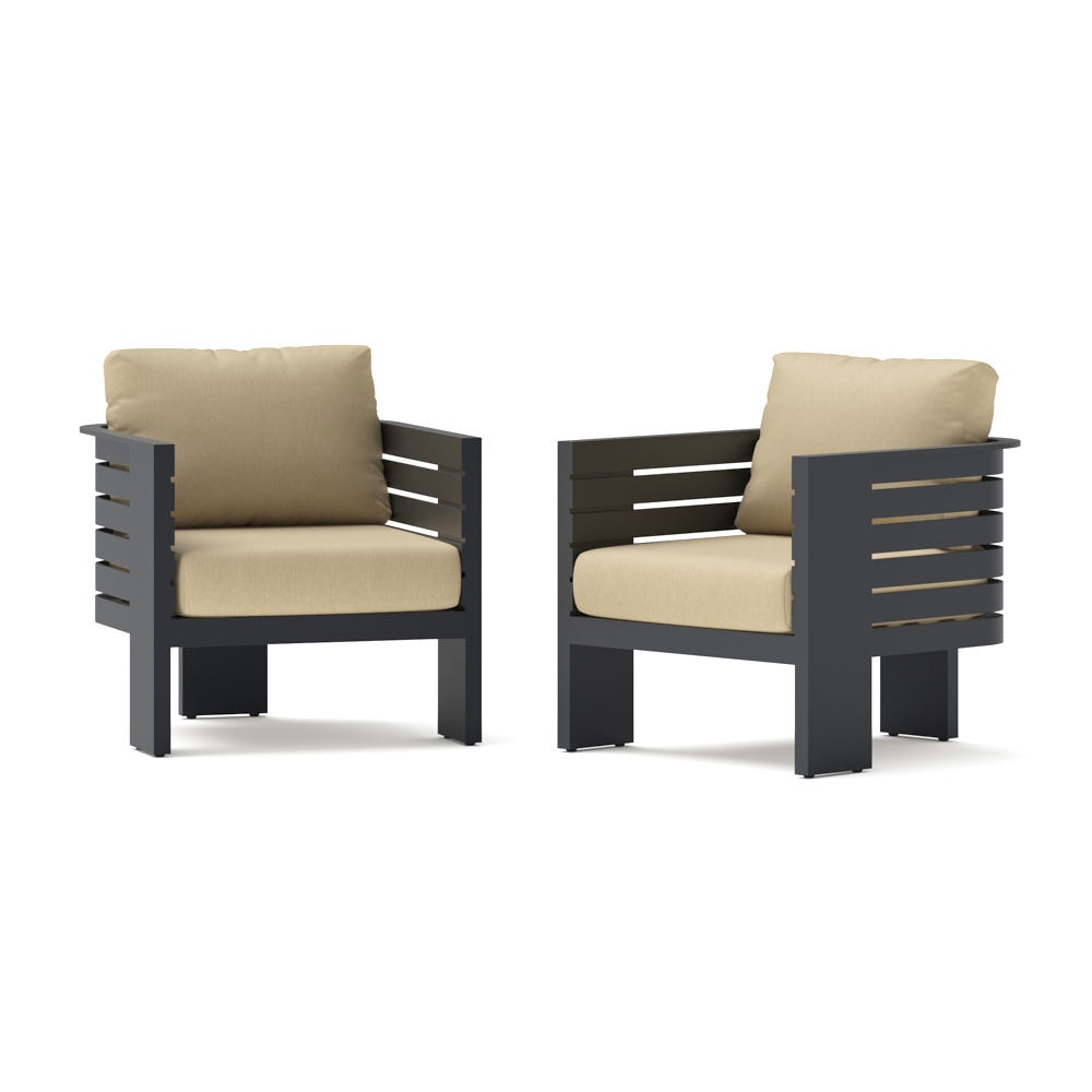 Pluma 2 Piece Sunbrella® Outdoor Patio Club Chairs - Canvas Beige