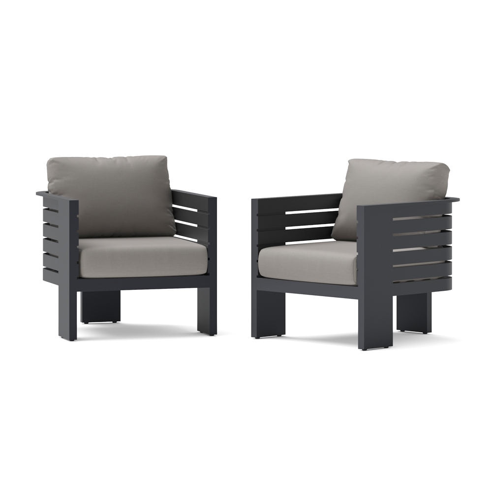 Pluma 2 Piece Outdoor Patio Club Chairs - Olefin Charcoal