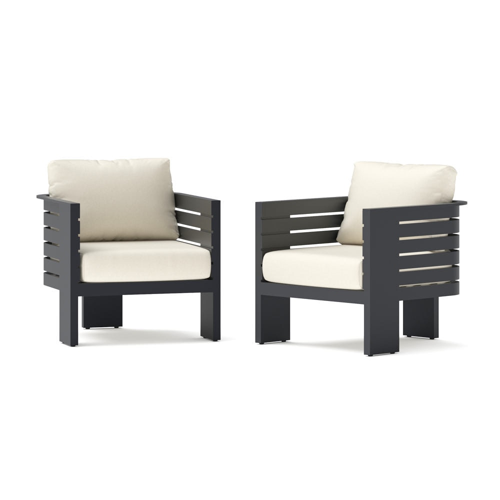 Pluma 2 Piece Outdoor Patio Club Chairs - Olefin Linen