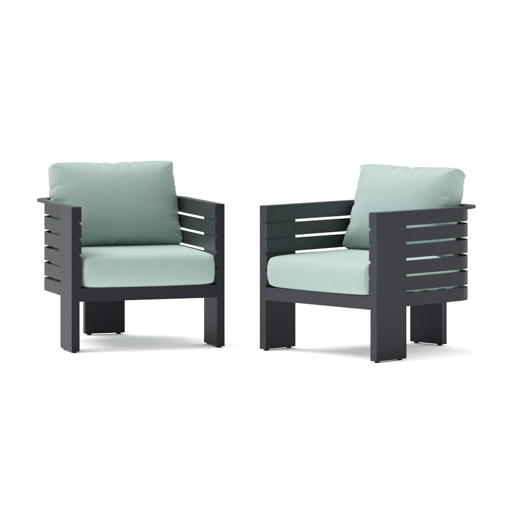 Pluma 2 Piece Sunbrella® Outdoor Patio Club Chairs - Canvas Spa