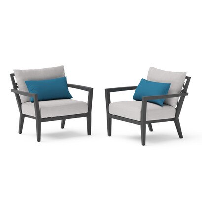 Venetia™ 2 Piece Sunbrella® Outdoor Club Chairs - Gray