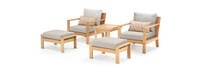 Capri™ 5 Piece Sunbrella® Outdoor Club Chair & Ottoman Set - Cast Silver