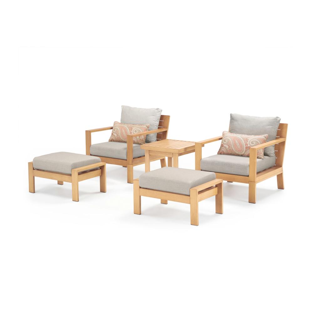 Capri™ 5 Piece Sunbrella® Outdoor Club Chair & Ottoman Set - Cast Silver