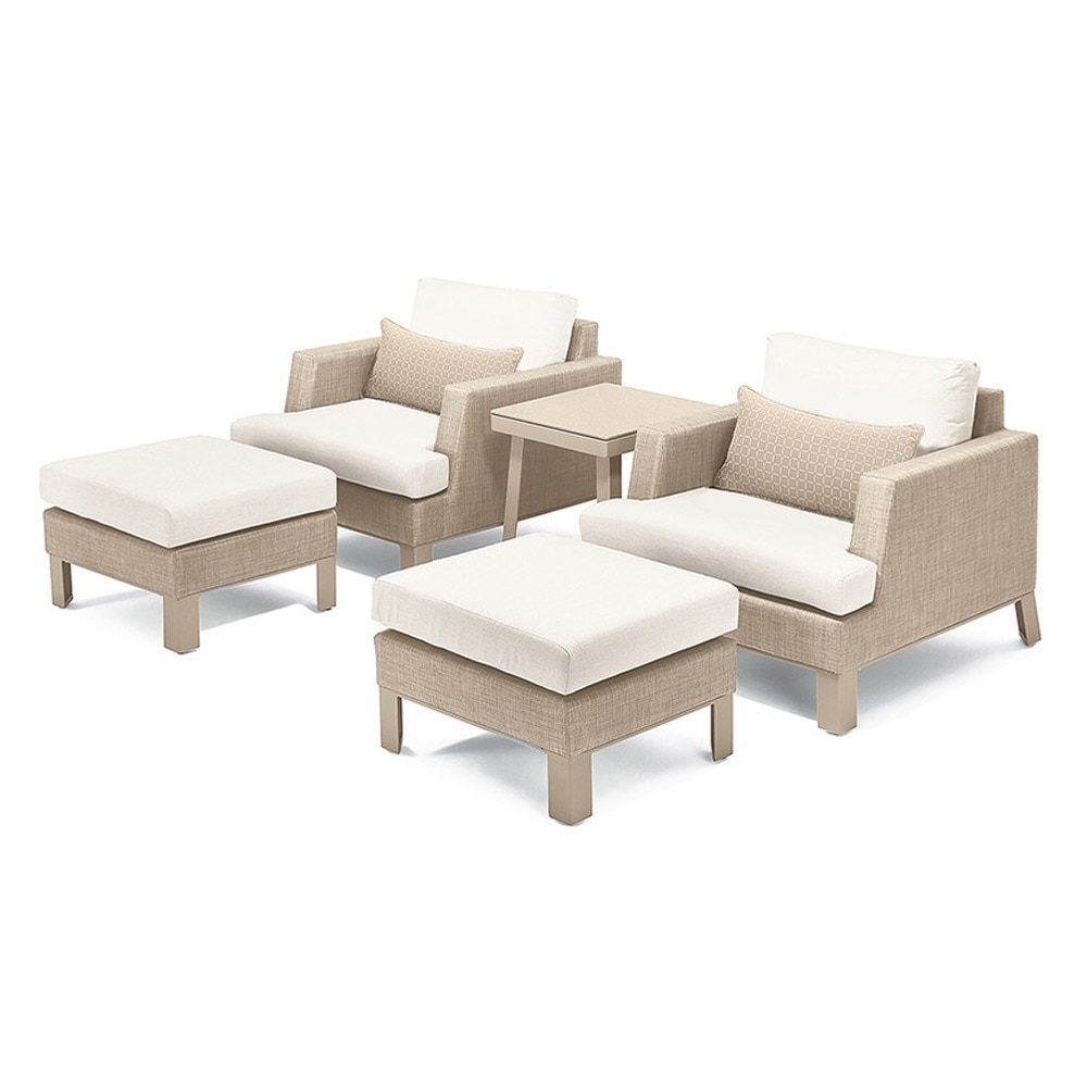 Portofino® Sling 5 Piece Sunbrella® Outdoor Club Chair Set - Beige Fennel