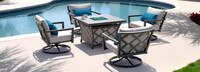 Venetia™ 5 Piece Sunbrella® Outdoor Motion Fire Chat Set - Gray