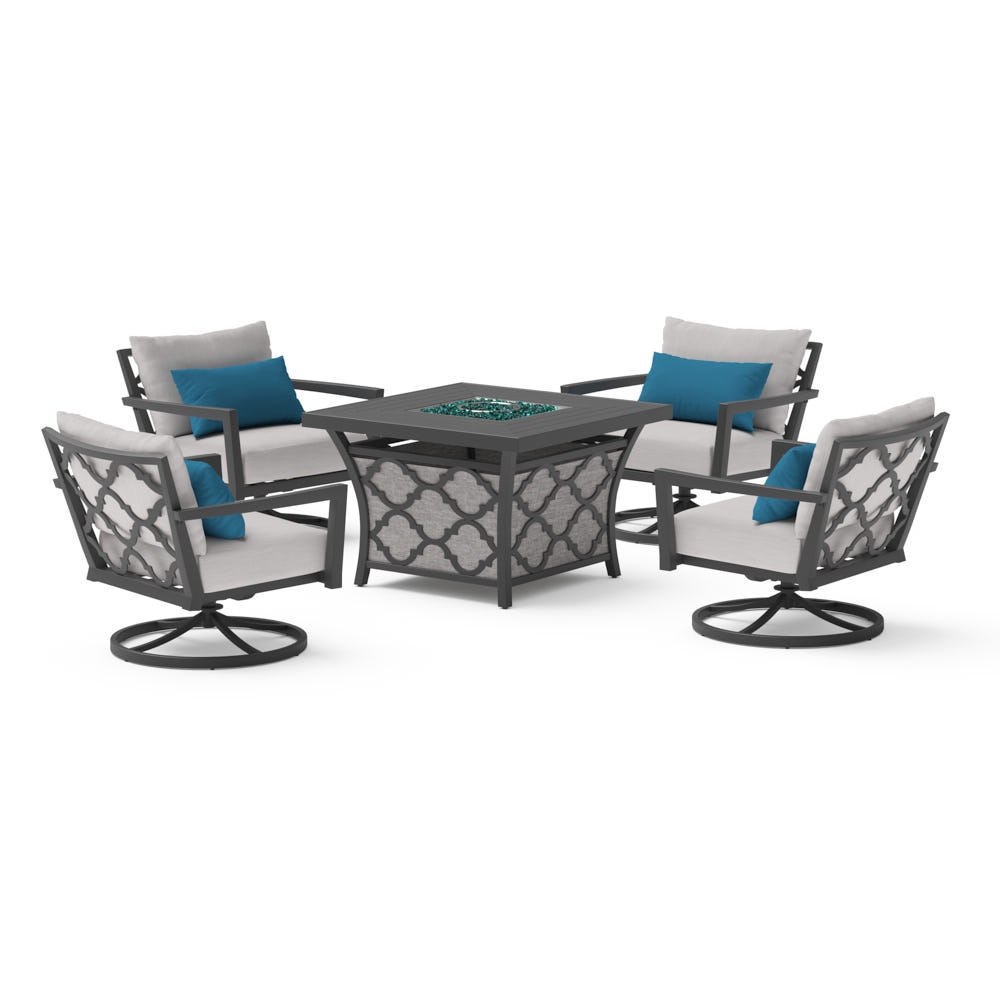 Venetia™ 5 Piece Sunbrella® Outdoor Motion Fire Chat Set - Gray