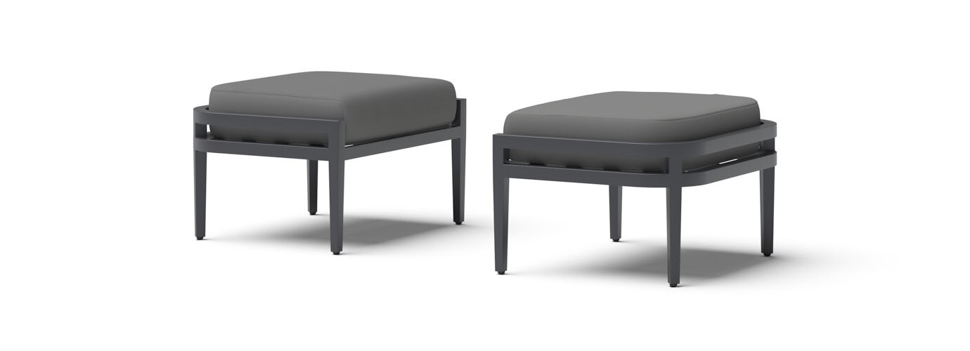 Morelia 2 Piece Outdoor Patio Ottomans - Thumbnail 3