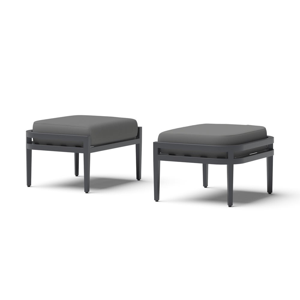 Morelia 2 Piece Sunbrella® Outdoor Patio Ottomans - Canvas Charcoal
