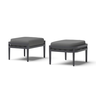 Morelia 2 Piece Sunbrella® Outdoor Patio Ottomans - Canvas Charcoal