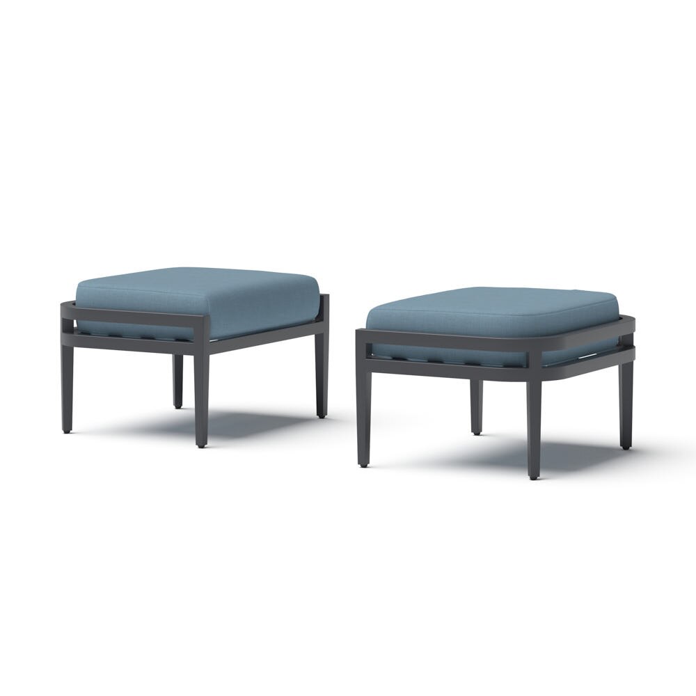 Morelia 2 Piece Sunbrella® Outdoor Patio Ottomans - Canvas Denim
