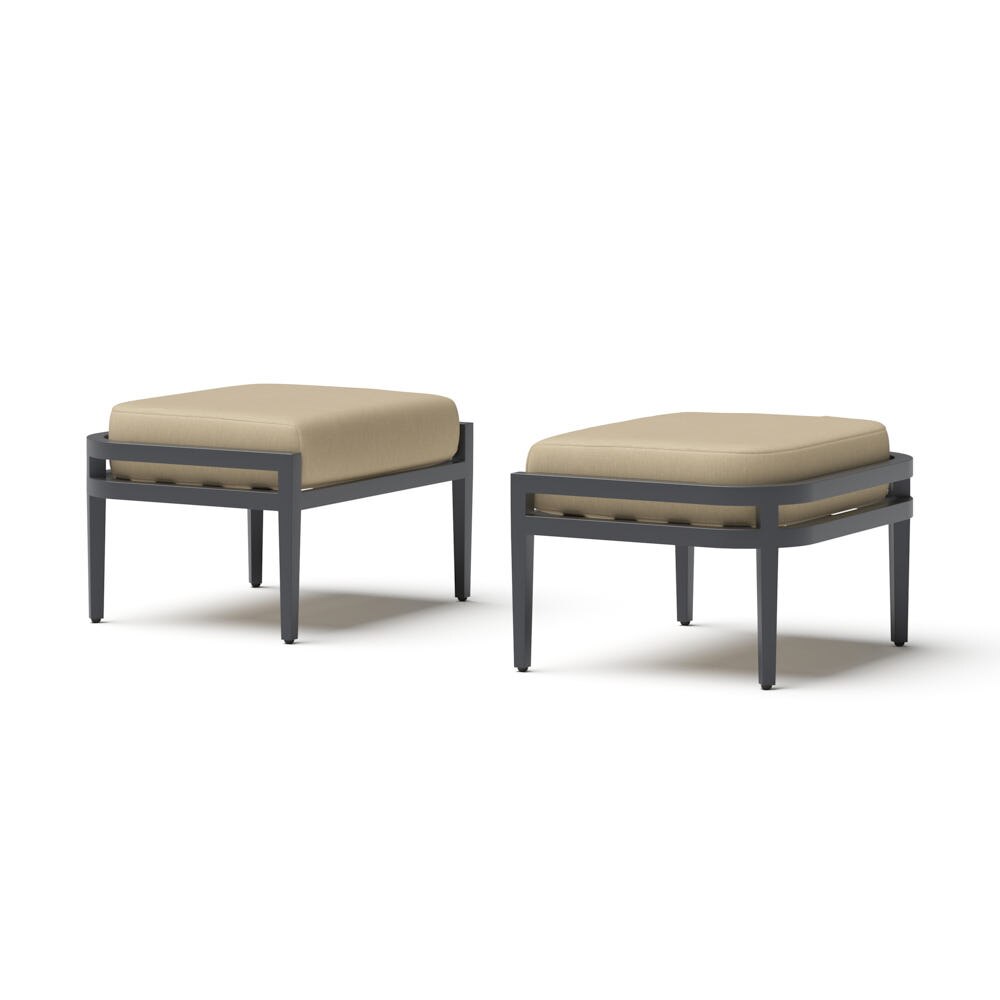 Morelia 2 Piece Sunbrella® Outdoor Patio Ottomans - Canvas Beige
