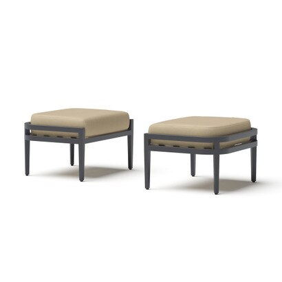 Morelia 2 Piece Sunbrella® Outdoor Patio Ottomans - Canvas Beige