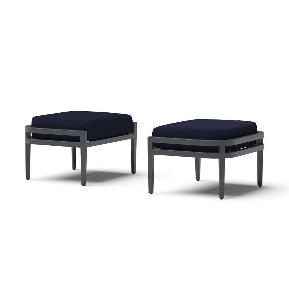 Morelia 2 Piece Sunbrella® Outdoor Patio Ottomans - Canvas Navy