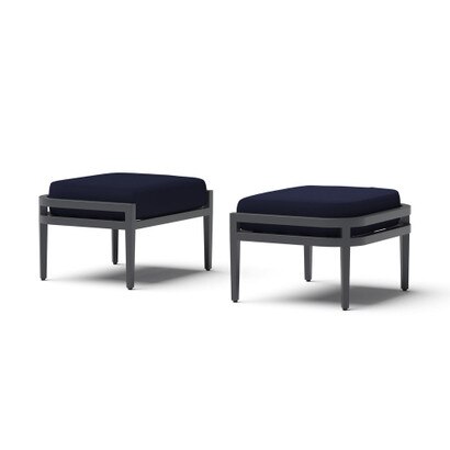 Morelia 2 Piece Sunbrella® Outdoor Patio Ottomans - Canvas Navy