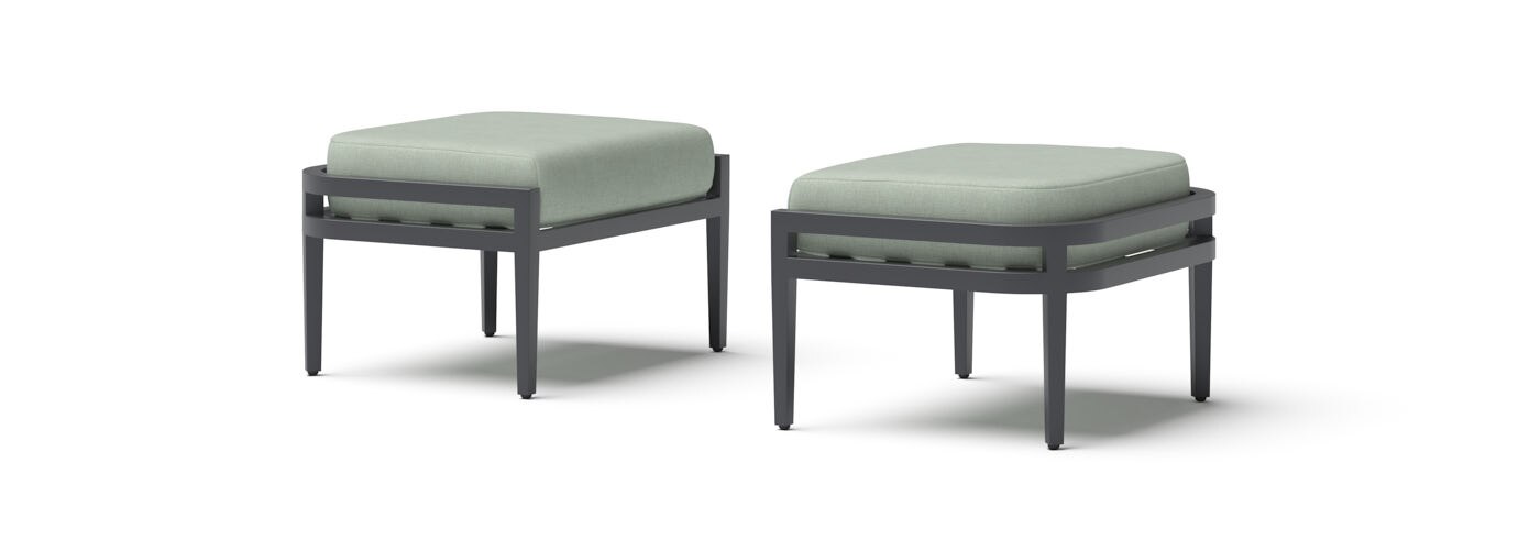 Morelia 2 Piece Outdoor Patio Ottomans - Thumbnail 2