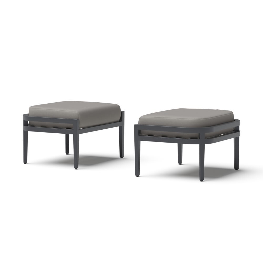 Morelia 2 Piece Outdoor Patio Ottomans - Olefin Charcoal