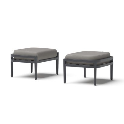 Morelia 2 Piece Outdoor Patio Ottomans - Olefin Charcoal