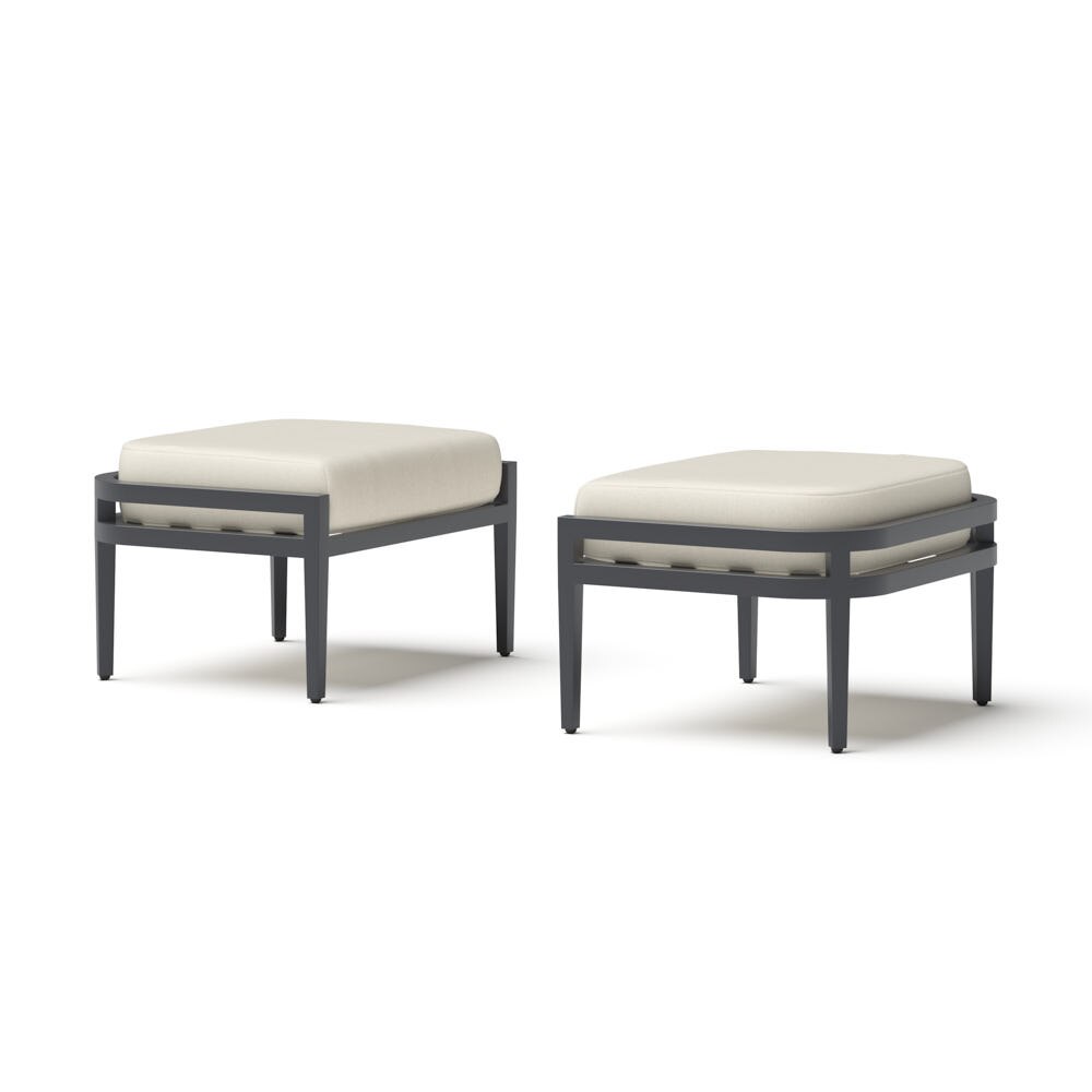 Morelia 2 Piece Outdoor Patio Ottomans - Olefin Linen