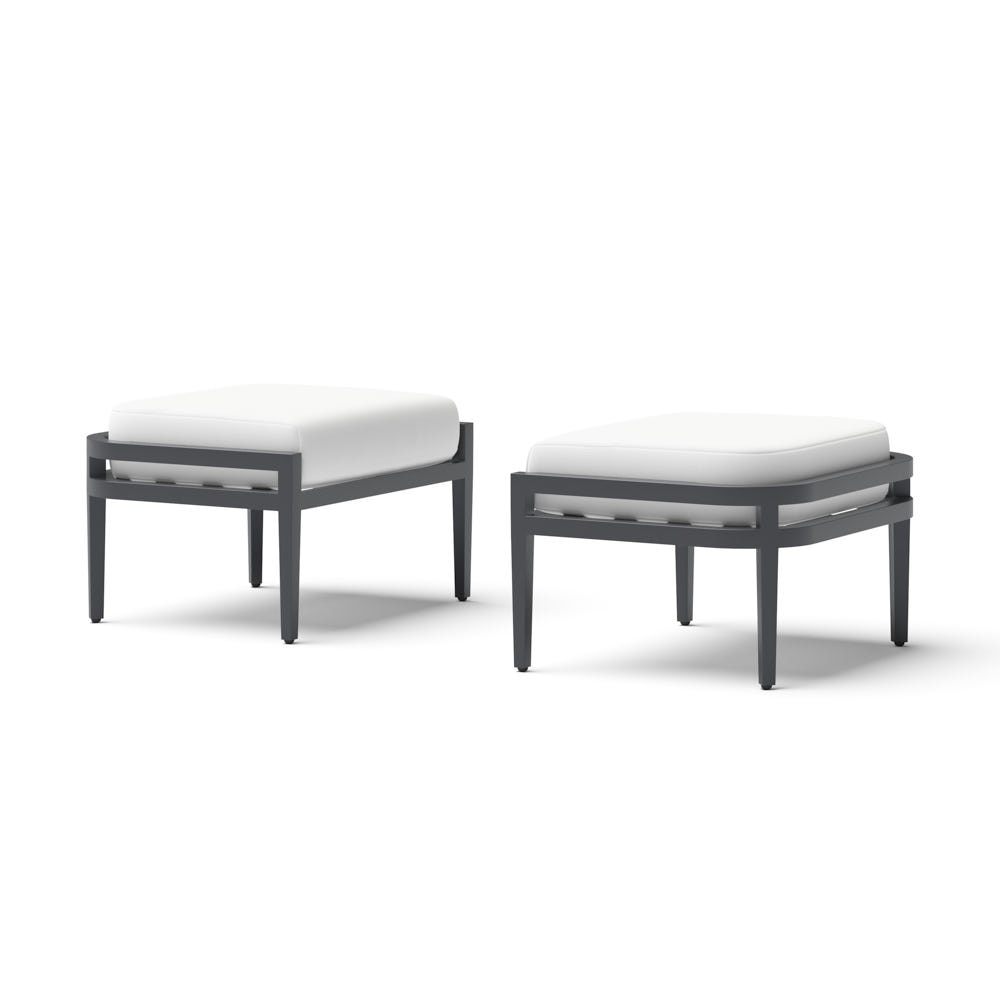 Morelia 2 Piece Sunbrella® Outdoor Patio Ottomans - Canvas White
