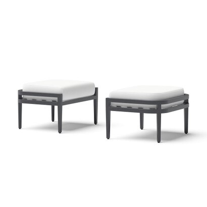 Morelia 2 Piece Sunbrella® Outdoor Patio Ottomans - Canvas White
